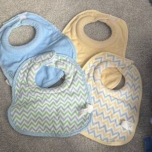 Soft Baby Bib Set - Light Blue and Cream